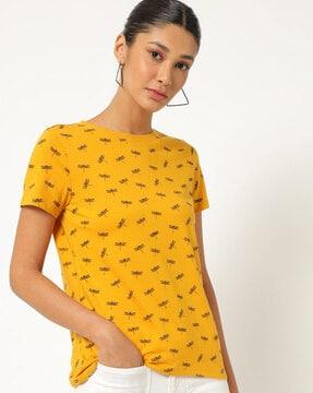 dragonfly print crew-neck t-shirt