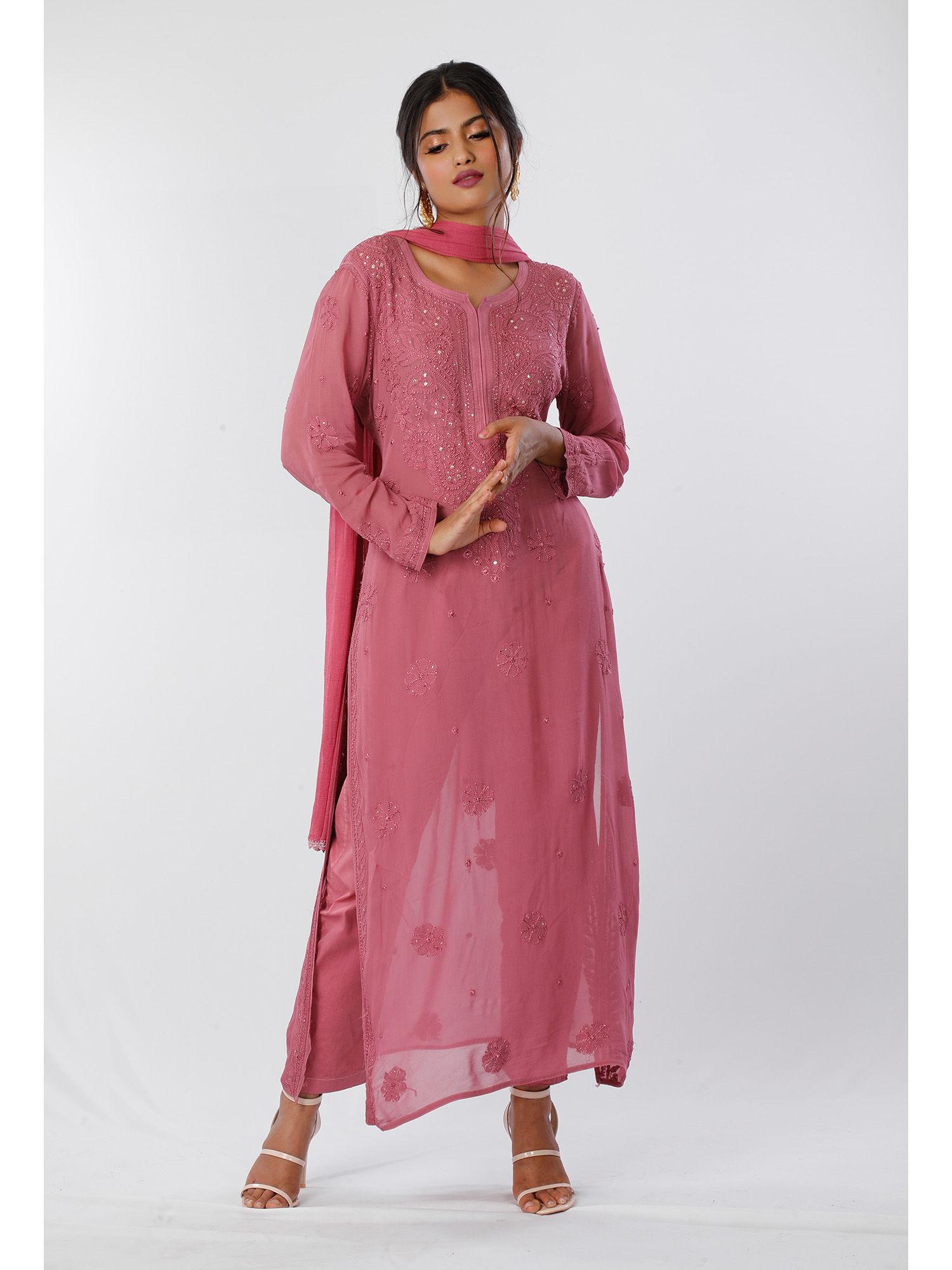 dragonfruit chikankari kurta