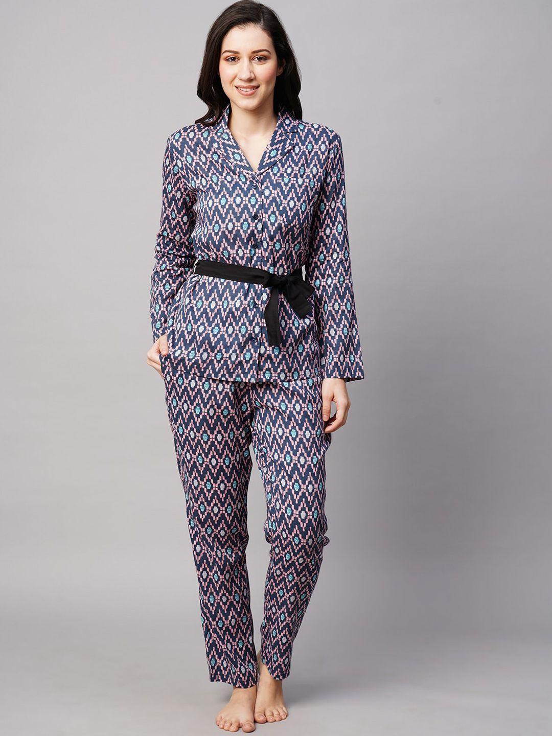 drape in vogue women 2 pieces ethnic motifs printed night suit