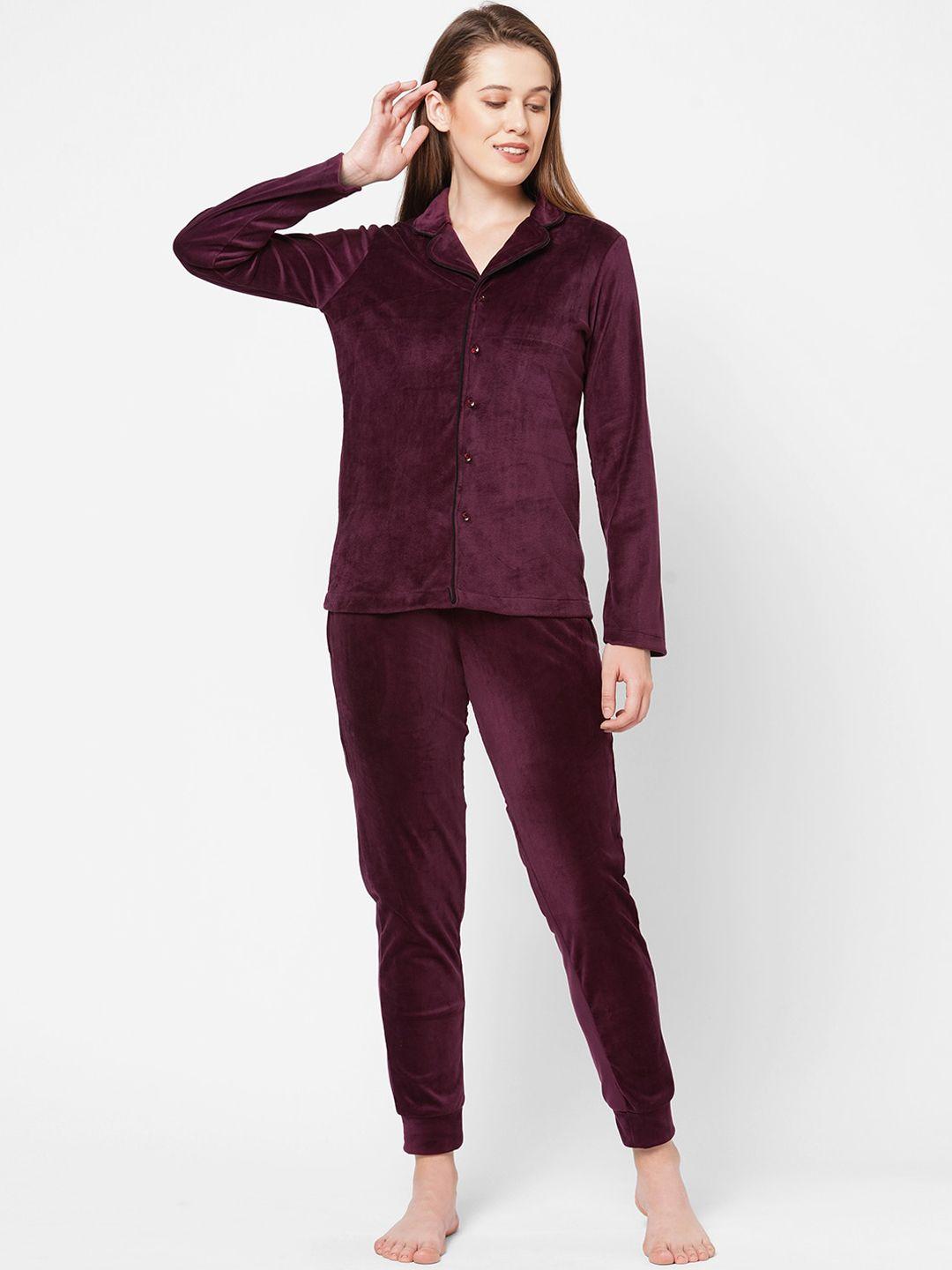 drape-in-vogue-women-burgundy-velvet-night-suit