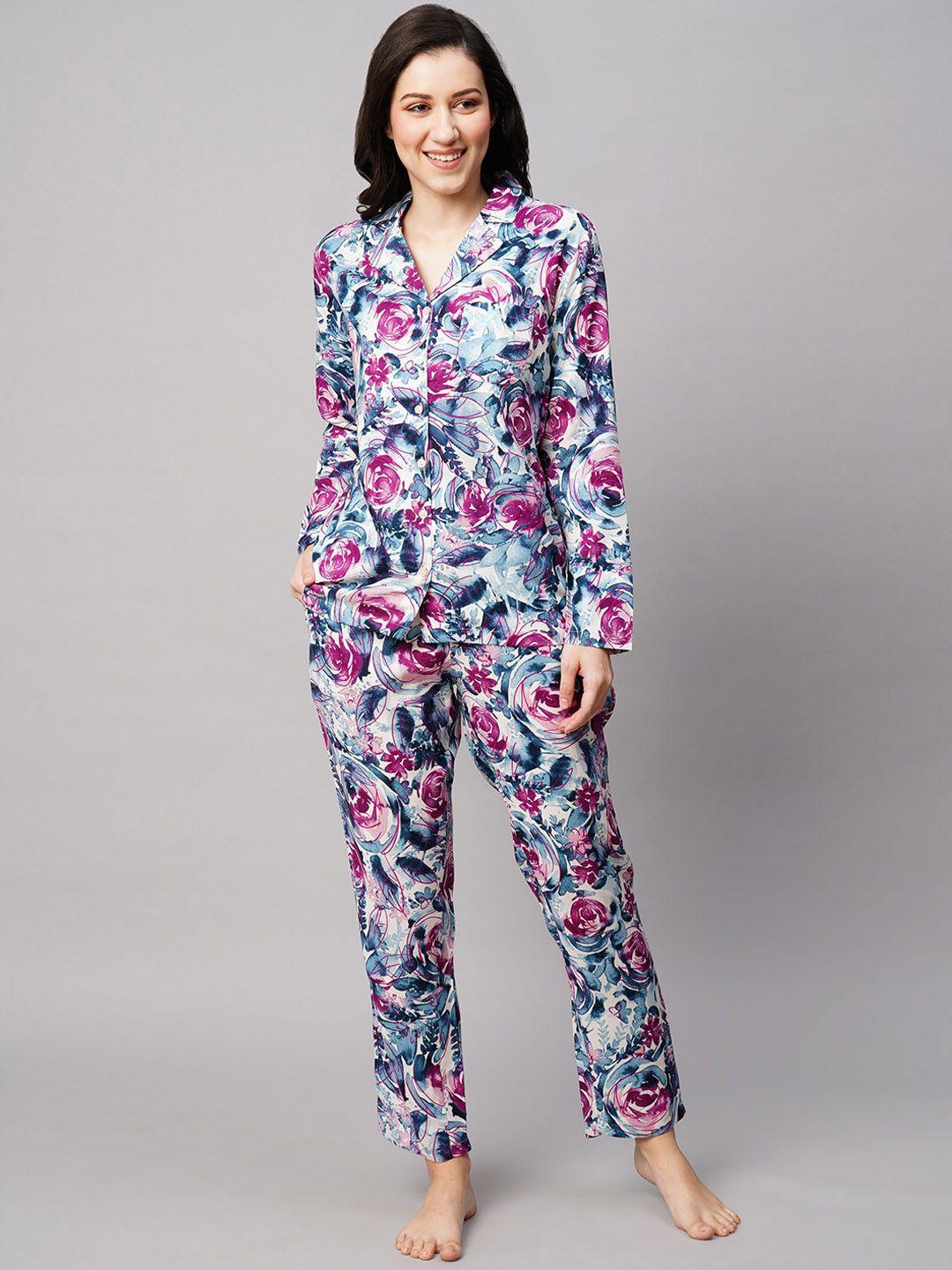 drape-in-vogue-women-floral-printed-lapel-collar-2-piece-night-suit