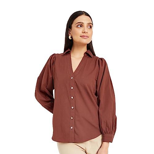 drape and dazzle latest solid casual collar shirt with back slit | long sleeve cotton shirt | stylish shirt for women | suitable for women's and girls