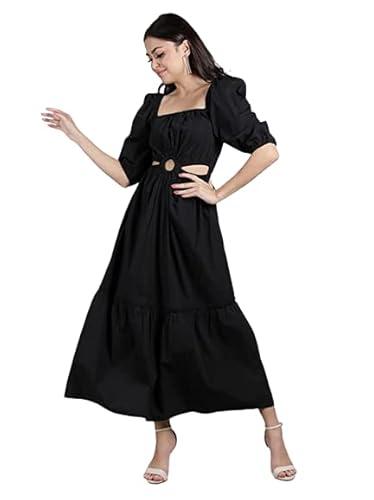 drape and dazzle o ring cocktail dress | squar neck dress | latest stylish dress dress for women (xxl, black)