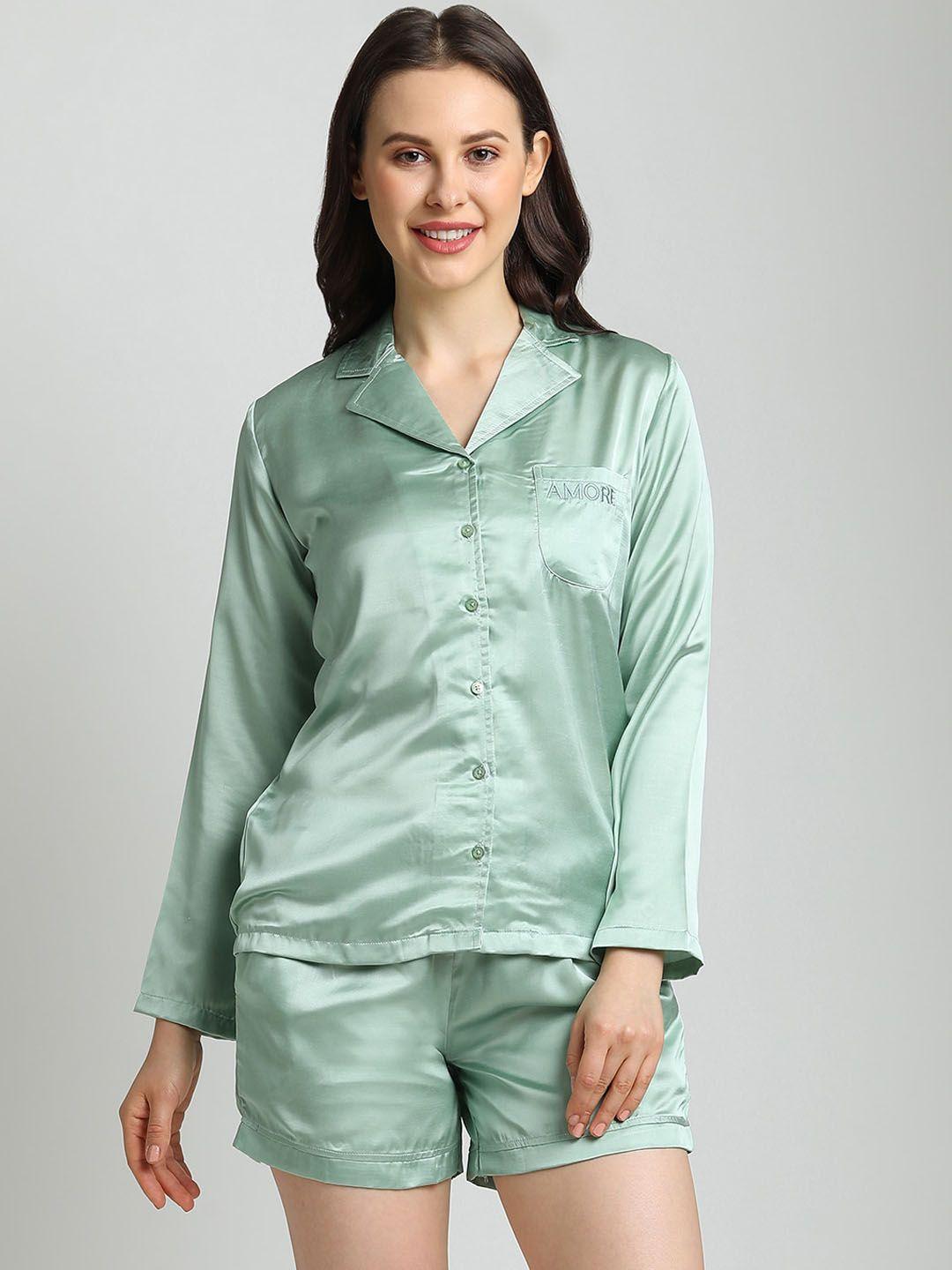 drape in vogue women green night suit ds102