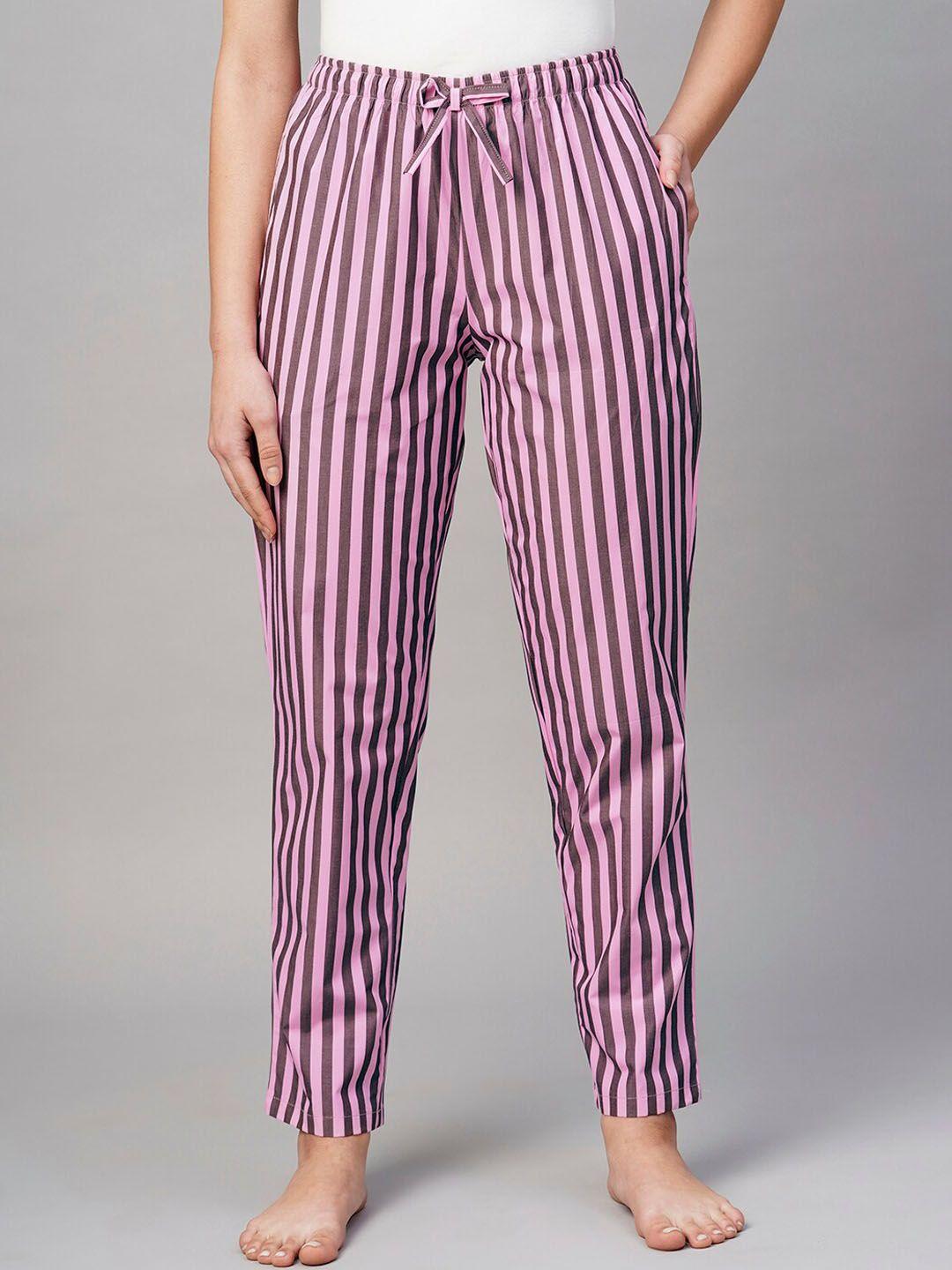 drape in vogue women striped cotton lounge pant