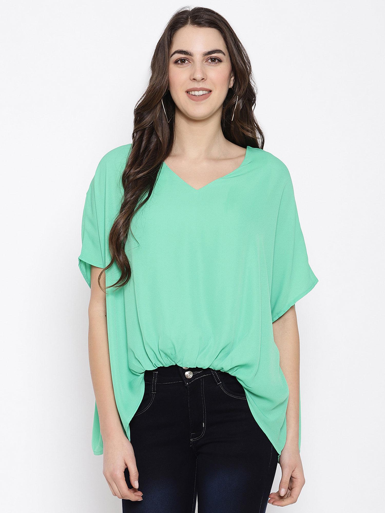 draped dolman sleeve v-neck blouse