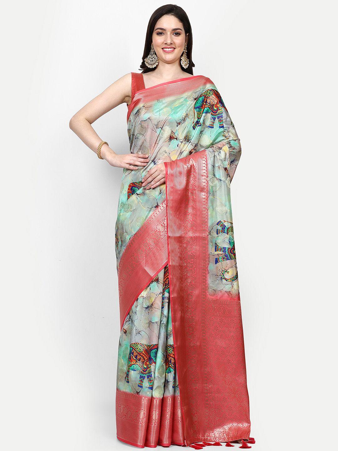 drapemall ethnic motifs printed zari art silk saree