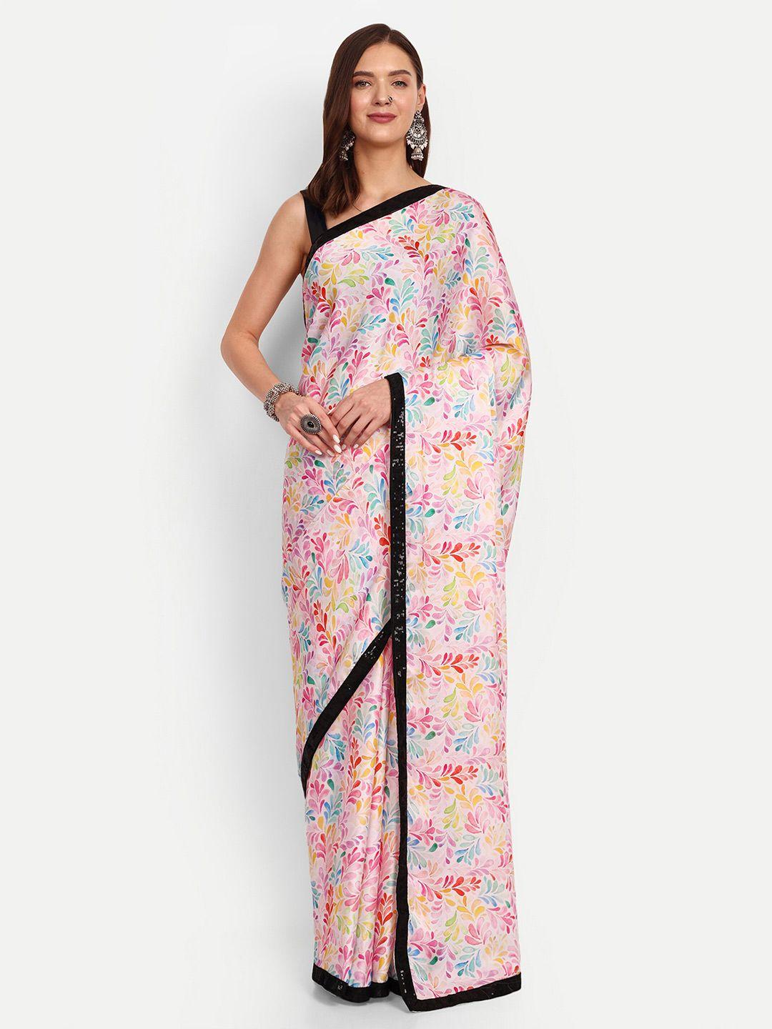 drapemall floral printed satin saree