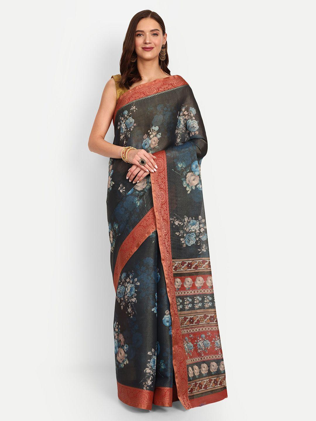 drapemall floral printed tissue saree