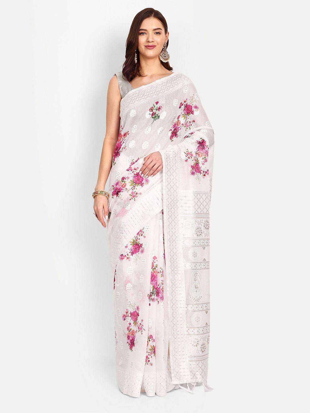 drapemall floral printed zari saree