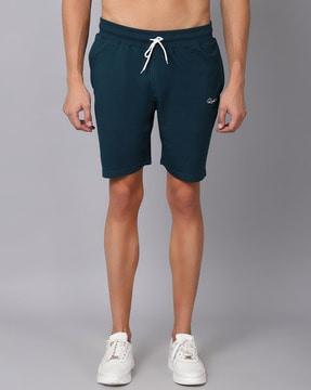 drawstring waist flat front shorts