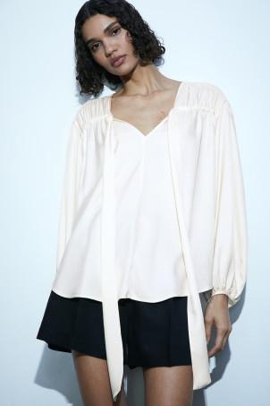 drawstring-detail blouse