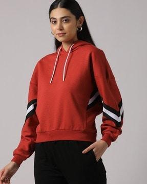 drawstring hoodie with contrast stripes