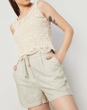 drawstrings waist shorts with insert pockets