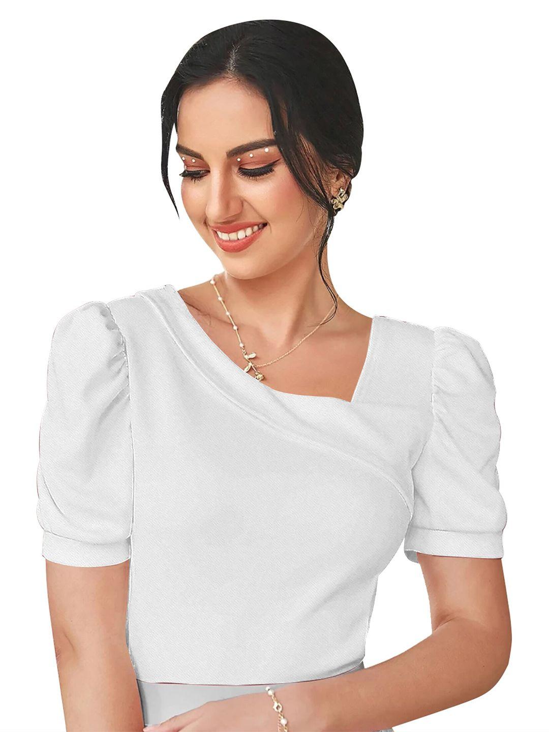 dream beauty fashion asymmetric neck puff sleeve regular top
