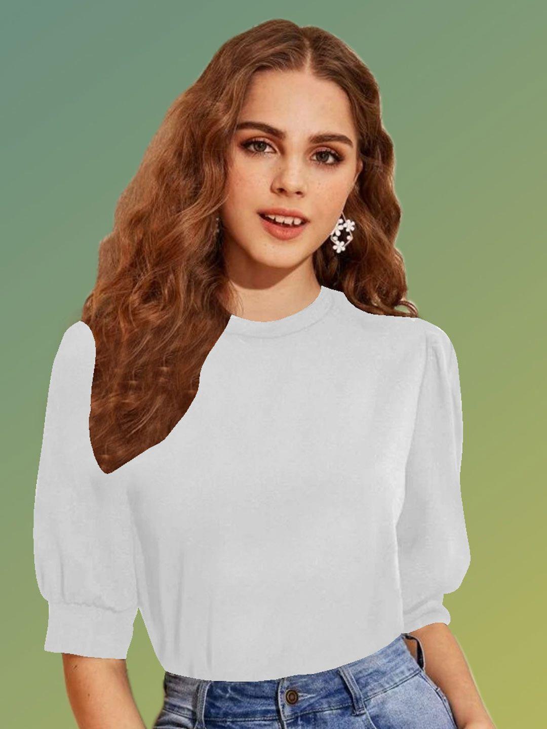 dream beauty fashion puff sleeves high neck top