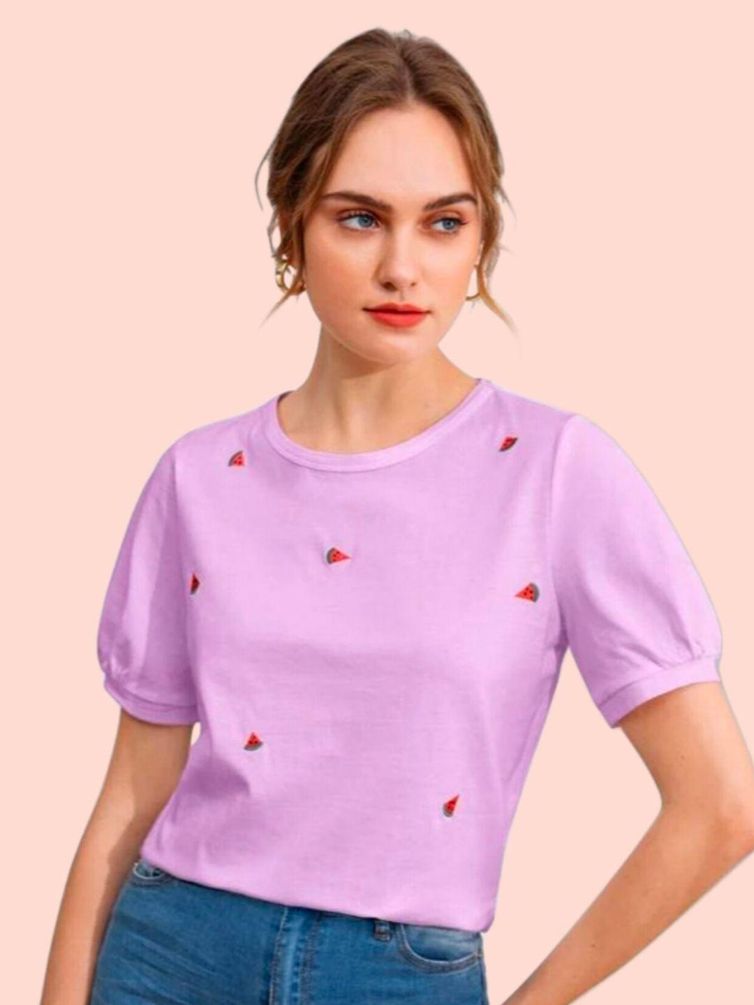 dream beauty fashion ananya women purple & red printed top