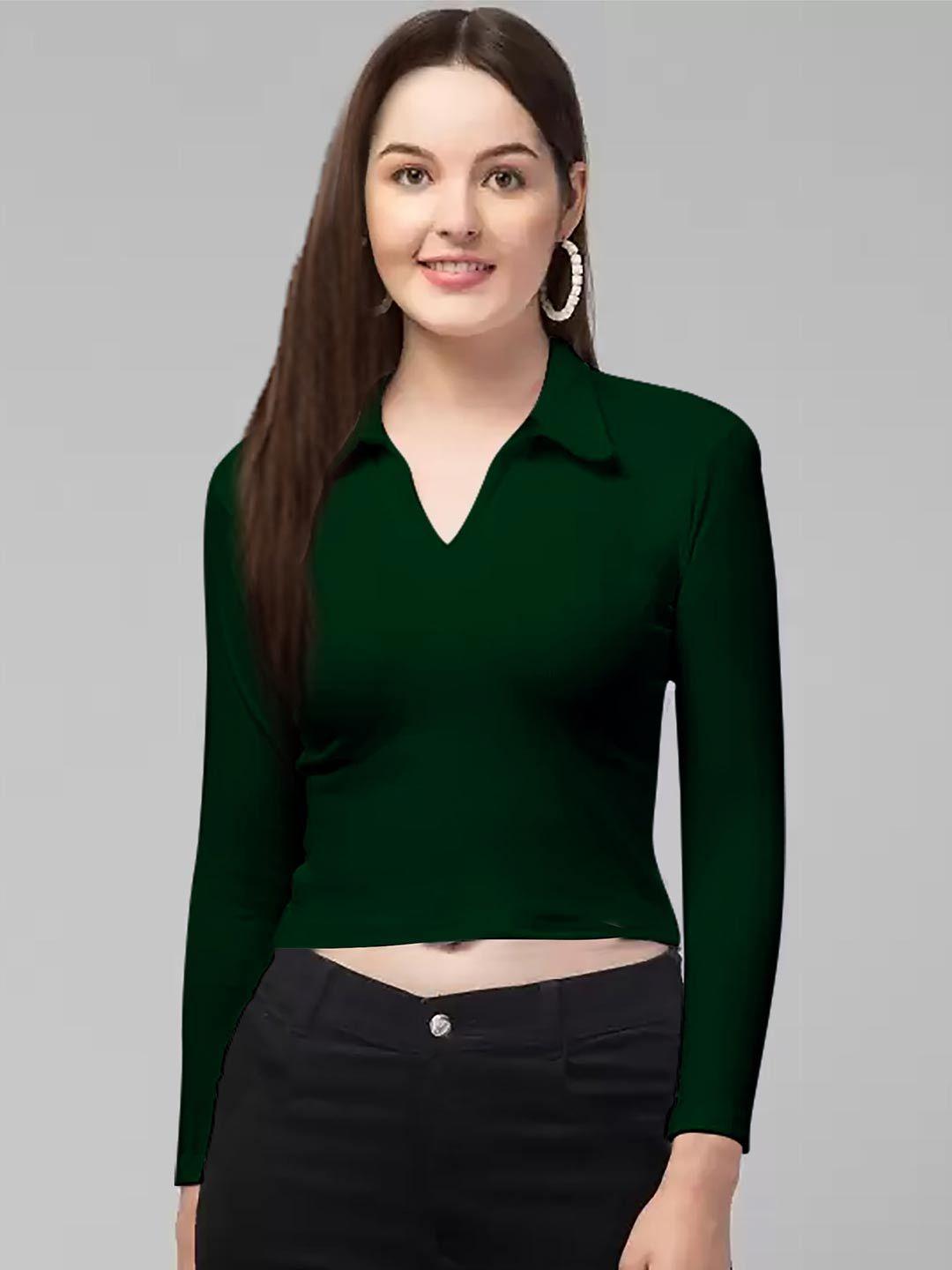 dream beauty fashion shirt collar fitted crop top