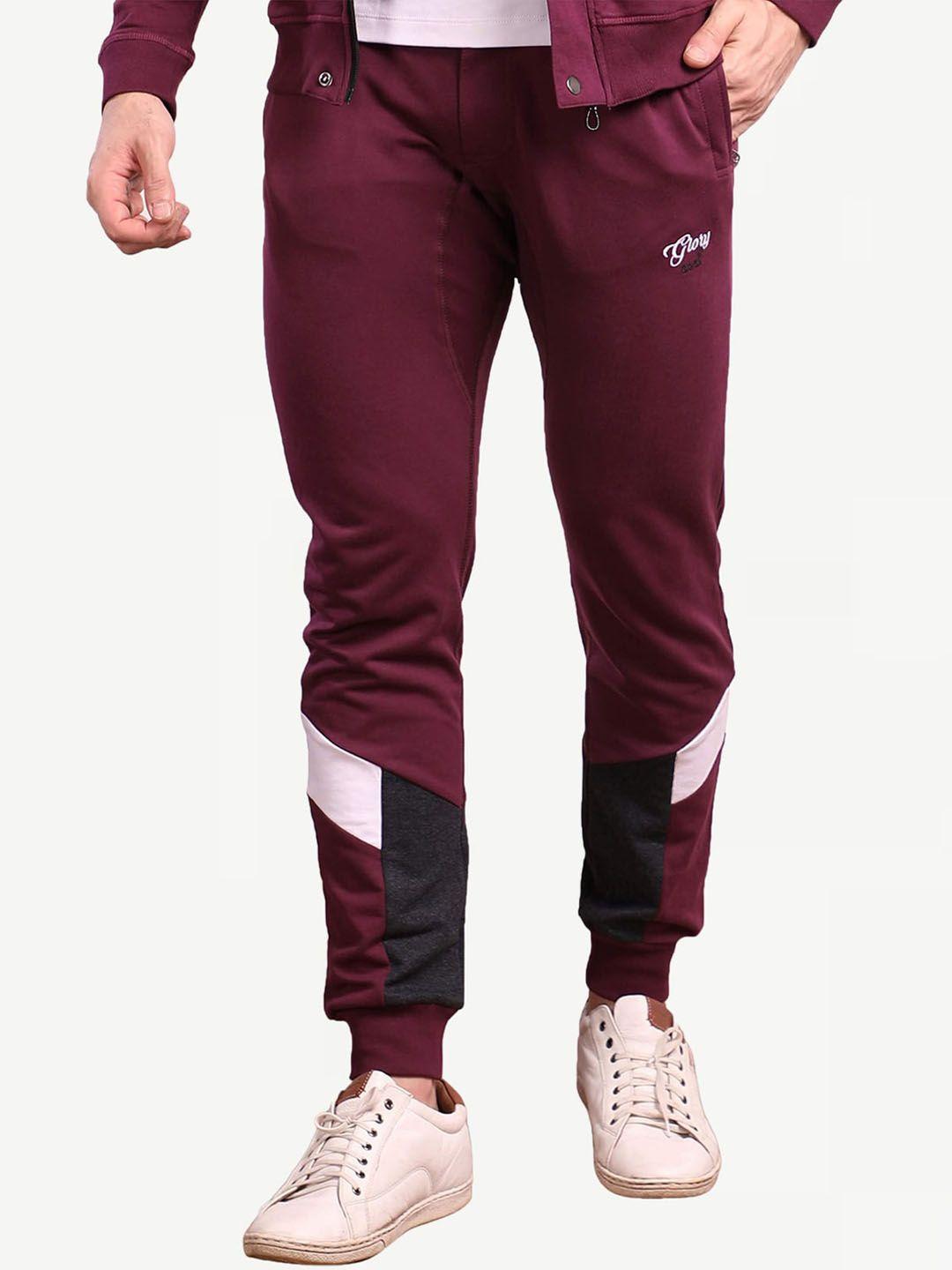 dream of glory inc men burgundy & white solid joggers