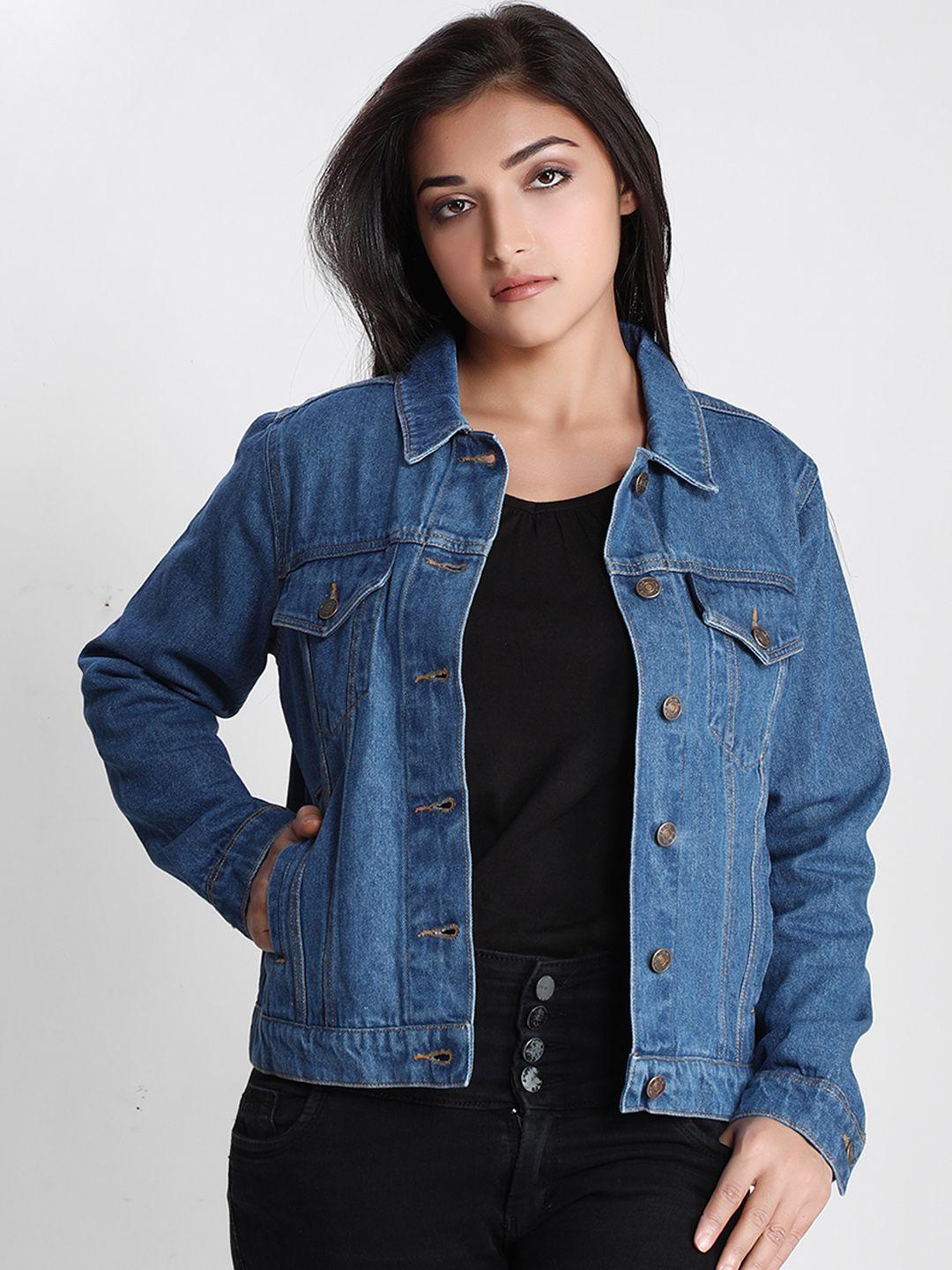 dream of glory inc women blue lightweight pure cotton denim jacket