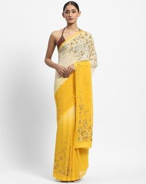 dreaming of zinnia embroidered saree