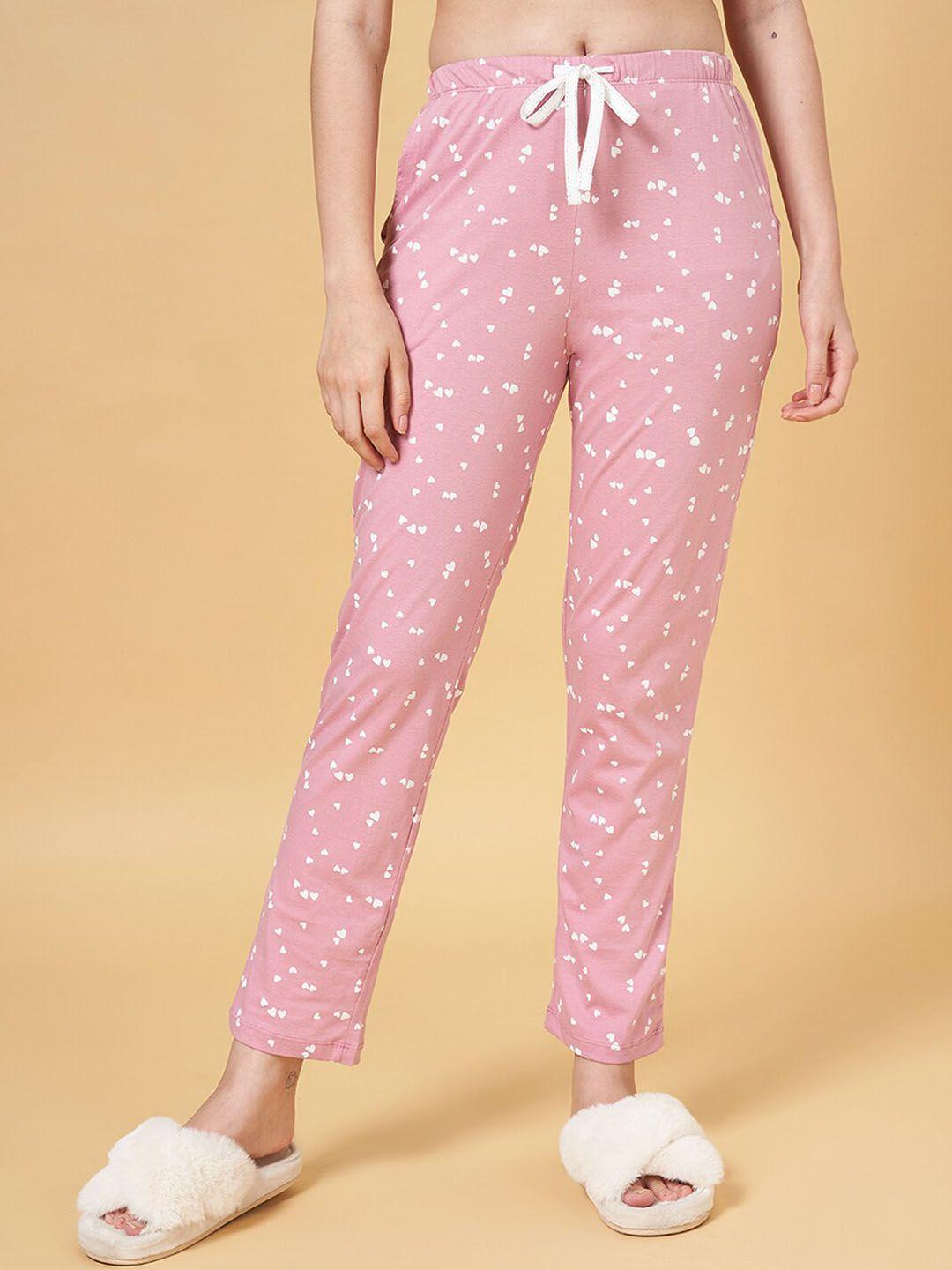 dreamz by pantaloons  women conversational printed mid-rise cotton lounge pant