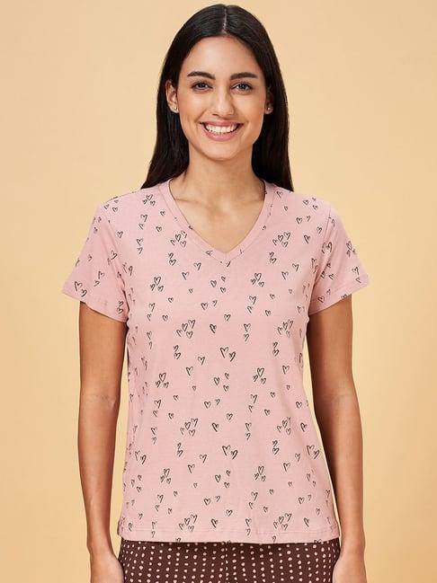dreamz by pantaloons dusty pink cotton printed t-shirt