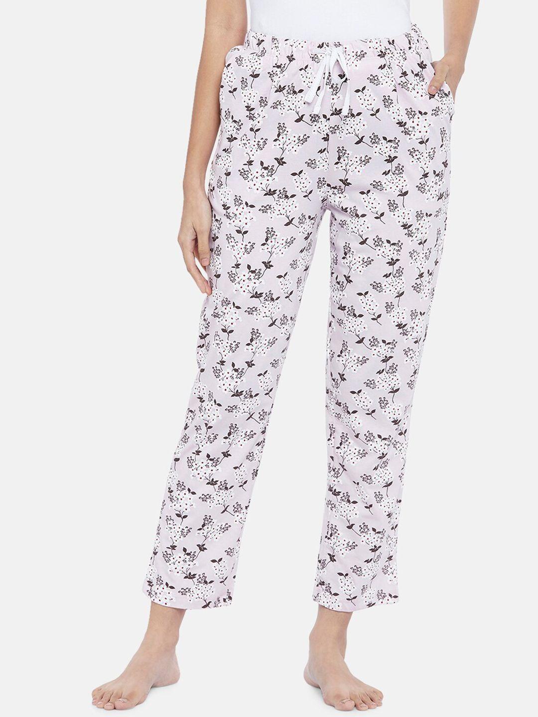 dreamz by pantaloons women lavender printed cotton lounge pants