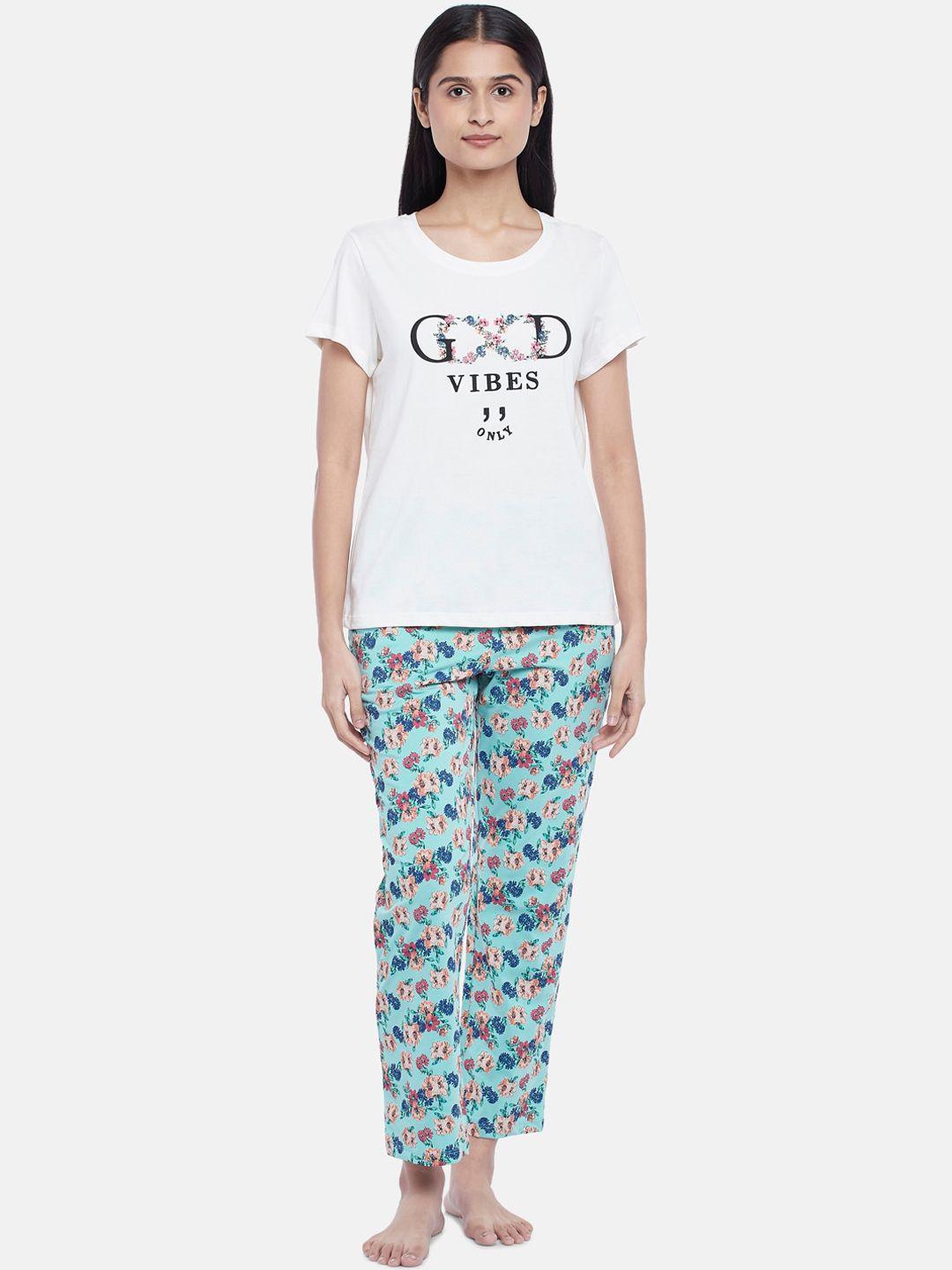 dreamz-by-pantaloons-women-off-white-&-blue-floral-printed-night-suit