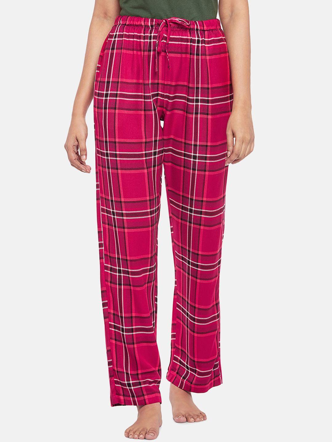 dreamz by pantaloons women red checked lounge pants