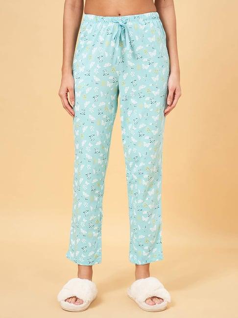 dreamz by pantaloons aqua blue cotton floral print pyjamas