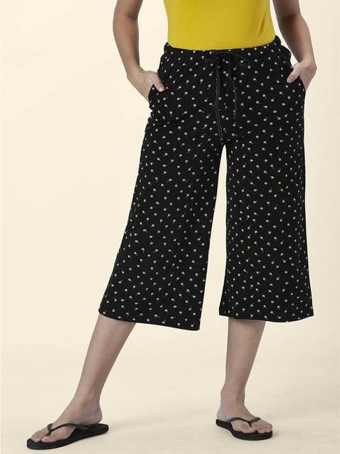 dreamz by pantaloons black cotton floral print capris
