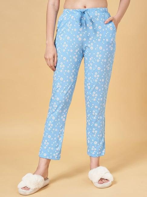 dreamz by pantaloons blue cotton floral print pyjamas