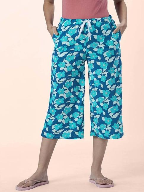 dreamz by pantaloons blue cotton printed capris