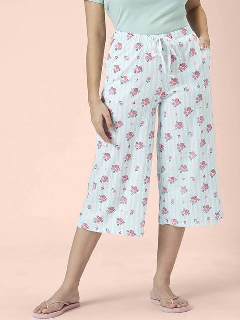 dreamz by pantaloons blue cotton printed capris