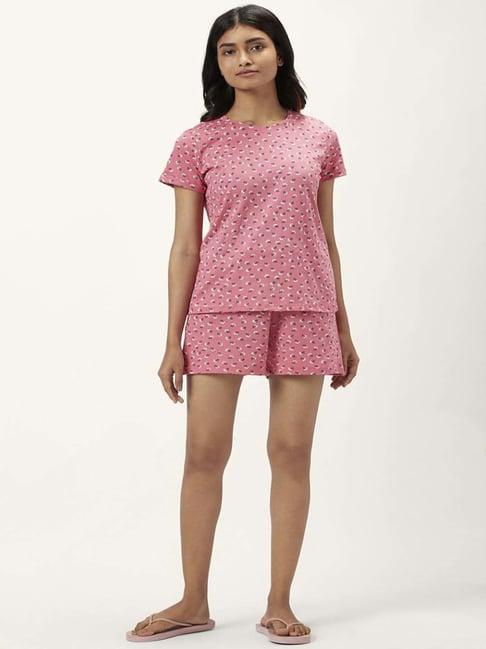 dreamz by pantaloons coral cotton printed top shorts set