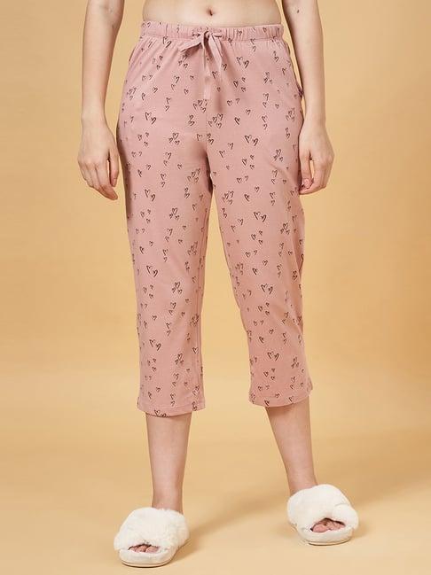 dreamz by pantaloons dusty pink cotton printed capris