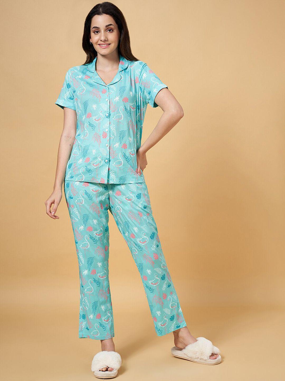 dreamz by pantaloons floral printed shirt with pyjama