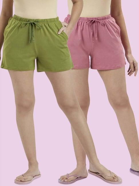 dreamz by pantaloons green pink cotton shorts