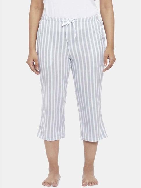 dreamz by pantaloons grey cotton striped capris