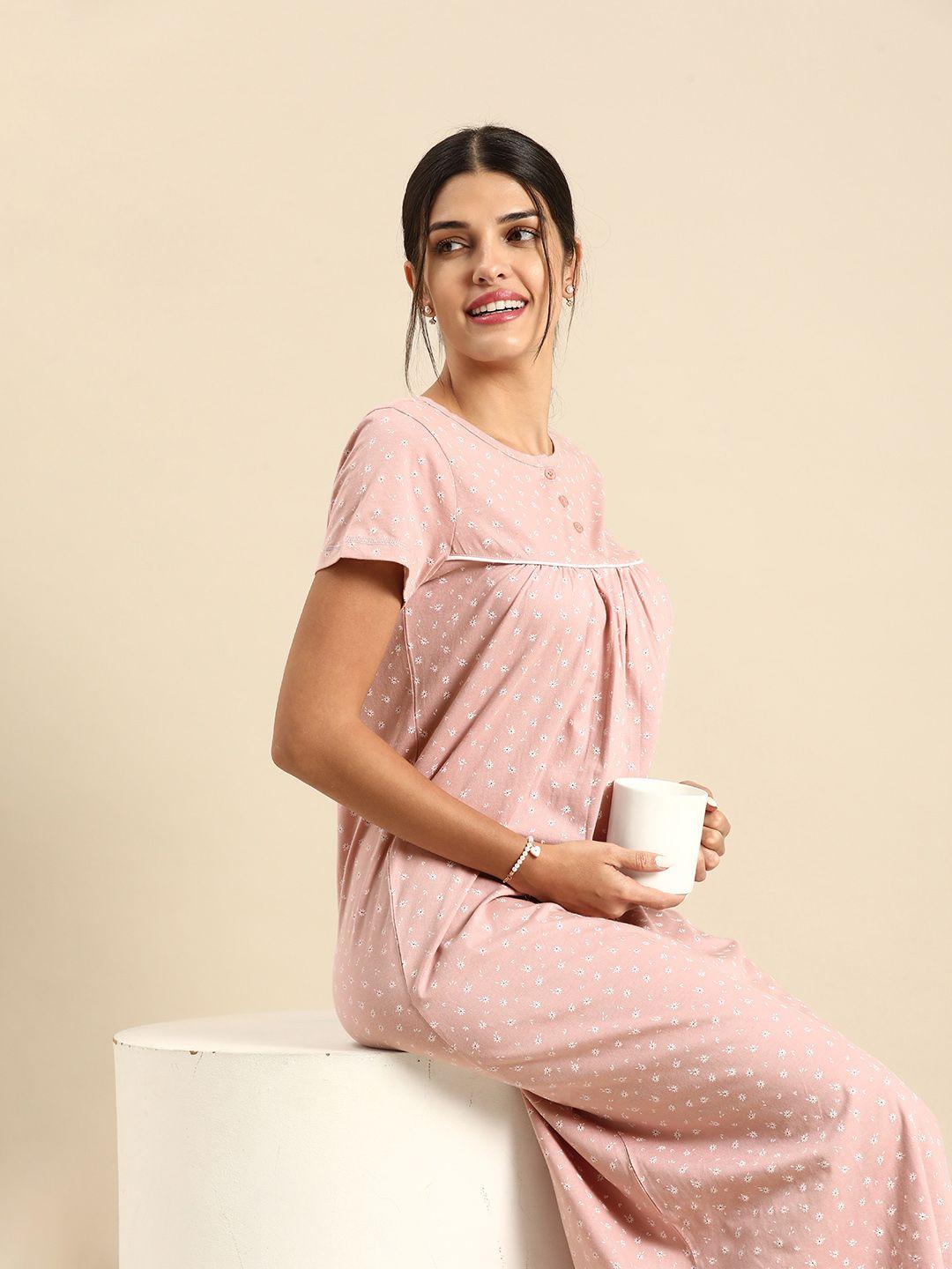 dreamz by pantaloons lavender printed maxi nightdress