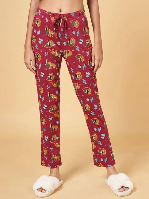 dreamz by pantaloons maroon cotton printed pyjamas