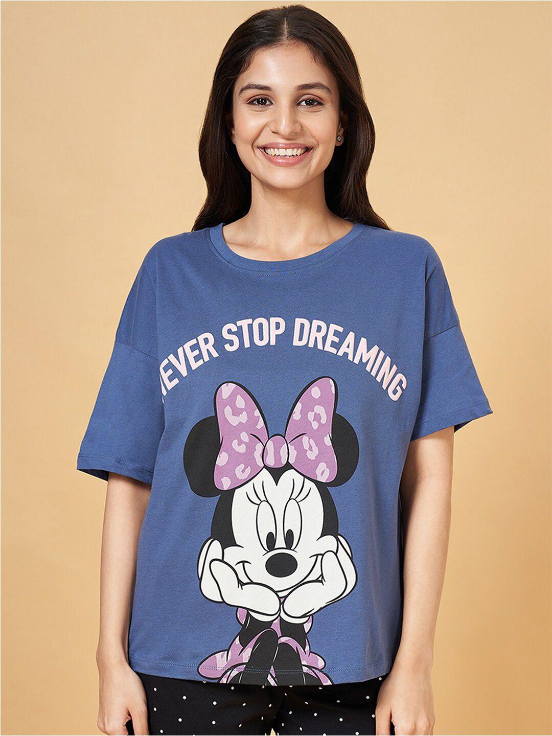dreamz by pantaloons mickey mouse printed drop shoulder sleeves cotton oversized t-shirt