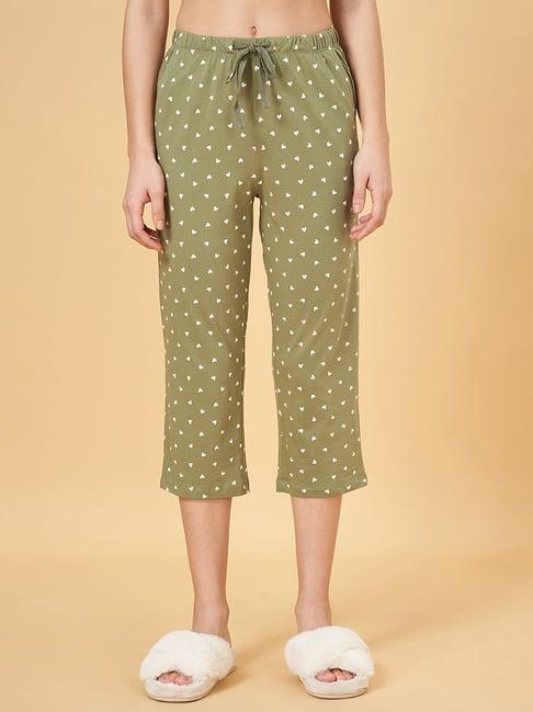dreamz by pantaloons oil green cotton printed capris