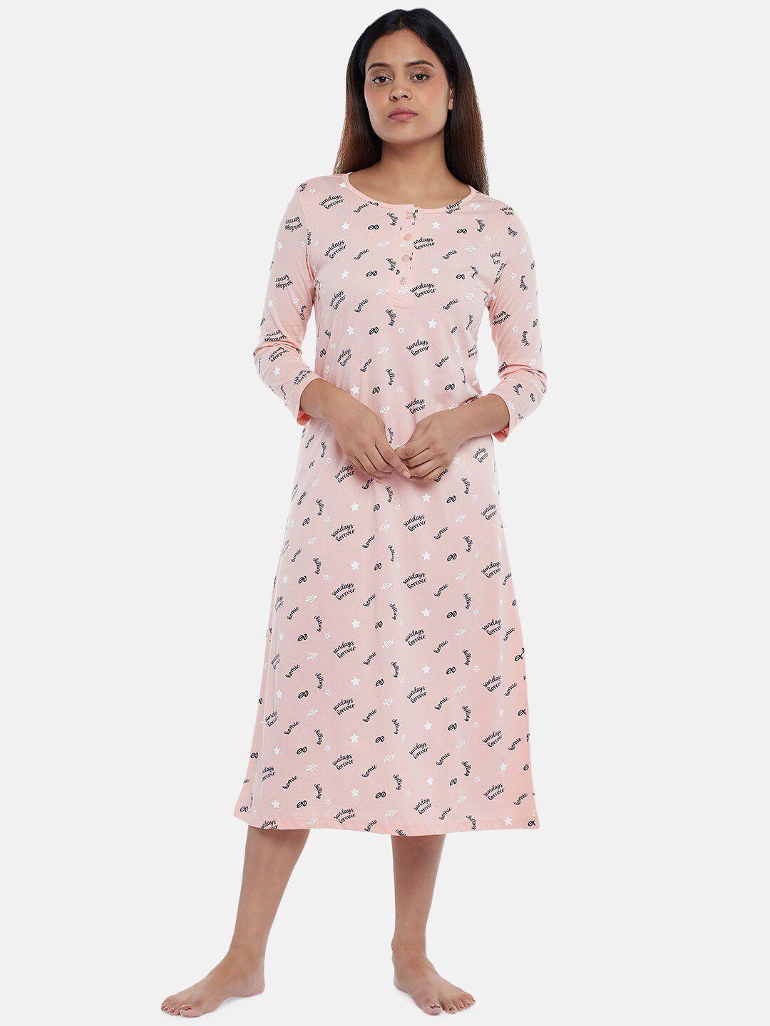 dreamz by pantaloons peach-coloured printed nightdress