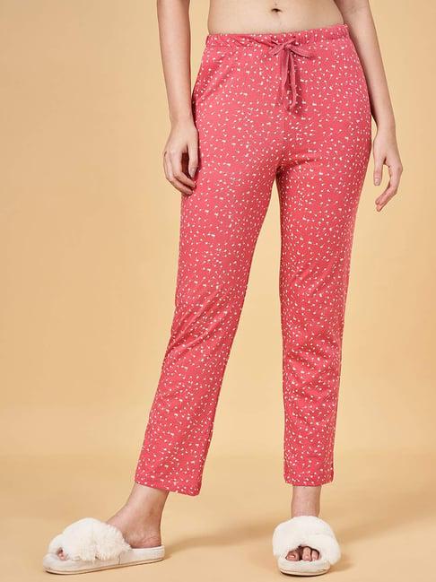 dreamz by pantaloons peach cotton printed pyjamas