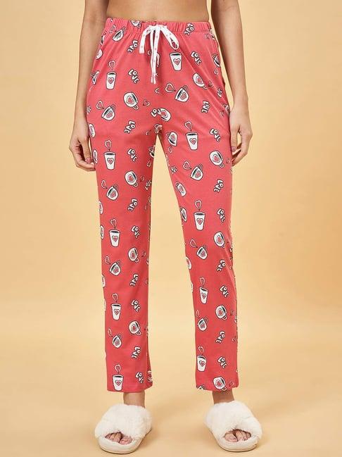 dreamz by pantaloons peach cotton printed pyjamas