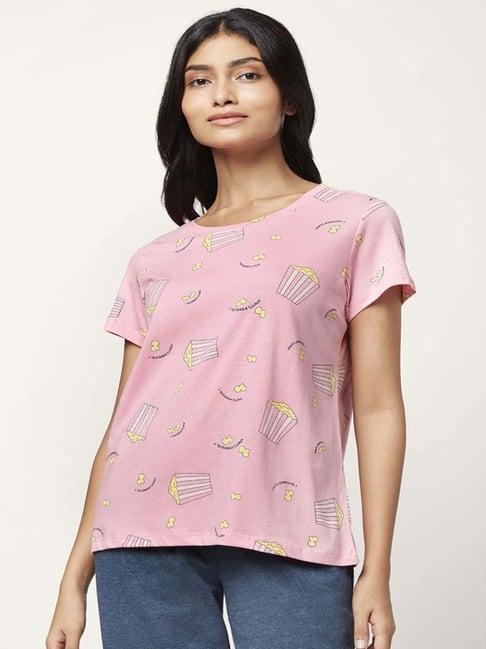dreamz by pantaloons pink cotton printed t-shirt