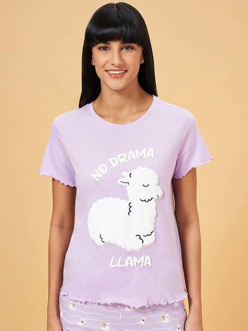 dreamz by pantaloons purple cotton embroidered t-shirt