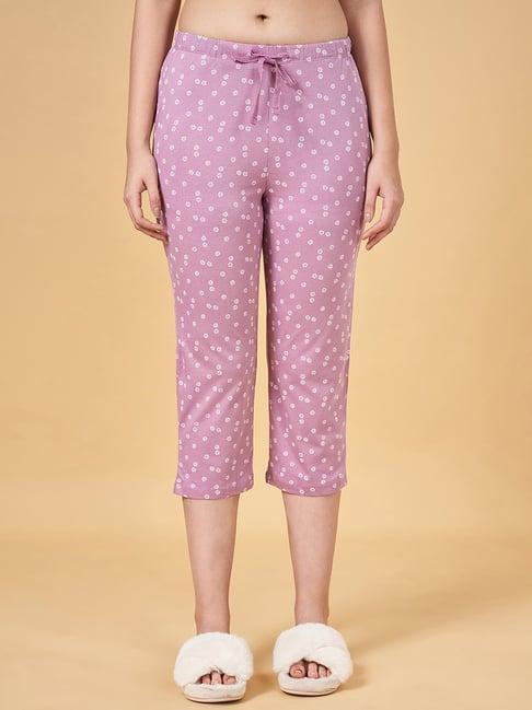 dreamz by pantaloons purple cotton floral print capris